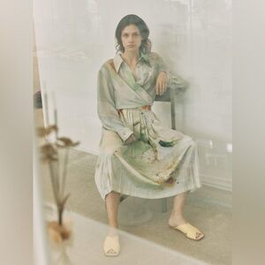 Low Classic Artistic Print Midi Skirt